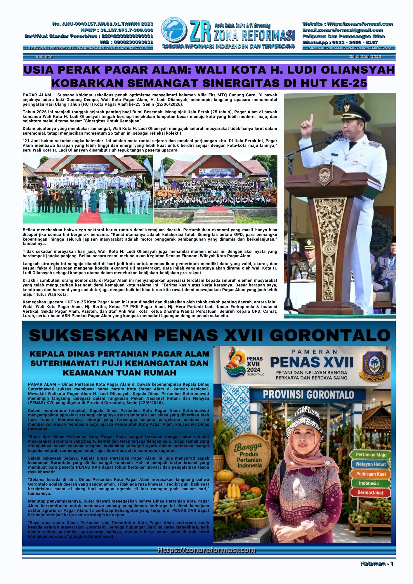 Usia Perak Pagar Alam: Wali Kota H. Ludi Oliansyah Kobarkan Semangat Sinergitas di HUT ke-25